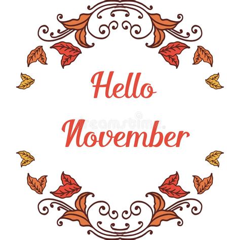 Template Of Lettering Greeting Card Hello November With Motif Of