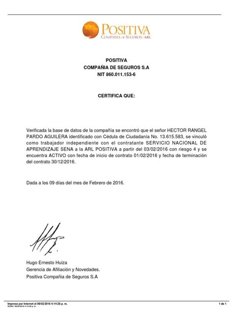 ⊛ Certificado Arl Positiva En Colombia【2023