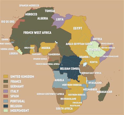 Map Of Africa At The Start Of World War I 1914 Africa