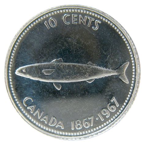 1967 1867 Canadian 10 Cent Mackerel Fish Confederation Centennial
