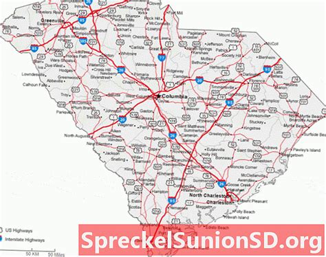 Karte Der Städte Und Straßen In South Carolina Geologie 2023
