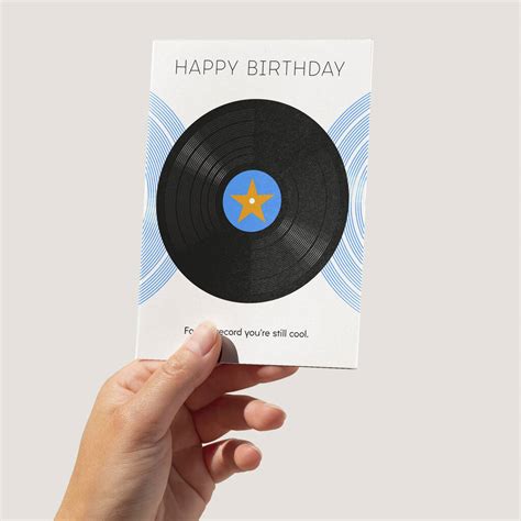 Blue Vinyl For The Record Happy Birthday Card By Wee Blue Coo