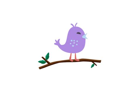 Bird Cartoon Sitting On Branch Graphic By Geniusfit · Creative Fabrica