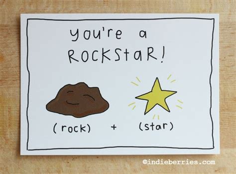 Items Similar To Funny Pun Postcard Youre A Rockstar Hand Drawn