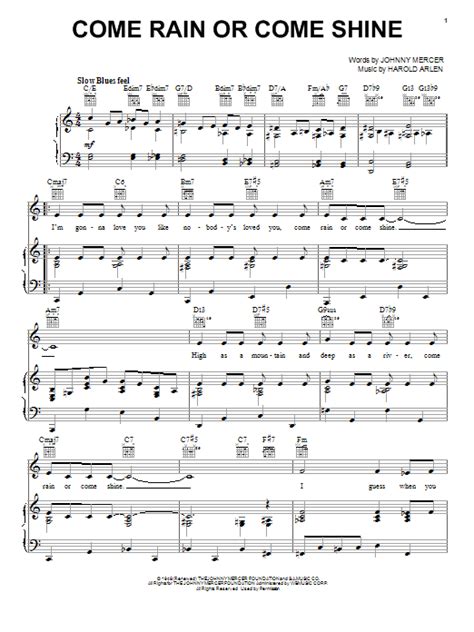But david persuades his father to mortgage his home and come up with fifty thousand pounds for a supposedly sound investment. Come Rain Or Come Shine | Sheet Music Direct