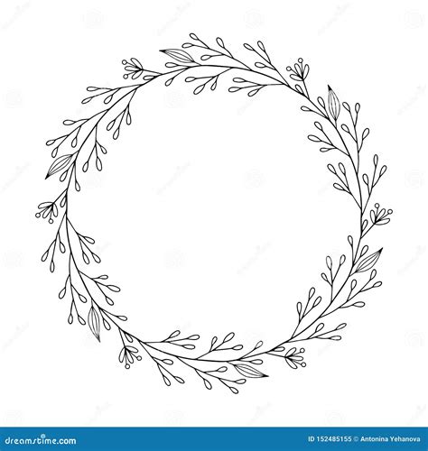 Hand Drawn Floral Wreath Stock Vector Illustration Of Branch 152485155