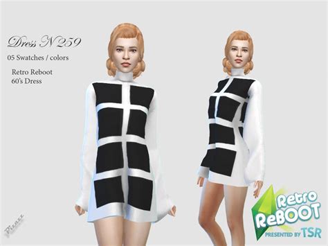 Sims 4 — Retro Reboot Dress 259 By Pizazz — New Mesh Included 5 Color