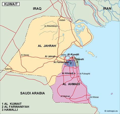 Kuwait Political Map Eps Illustrator Map Vector World Maps