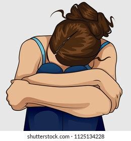 Sad Woman Hug Her Knee Cry Stock Vector Royalty Free Shutterstock