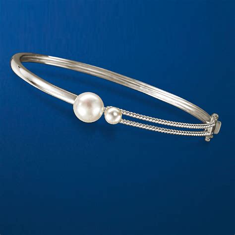 5 95mm Cultured Pearl Bangle Bracelet In Sterling Silver Ross Simons