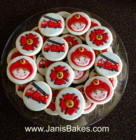 Janis Bakes Firefighter Badge And Firetruck Cookies Firefighter