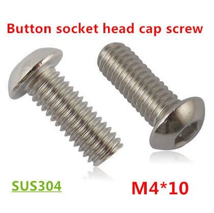 100pcs ISO7380 M4*10 Hexagon Socket Button Head Screws 304 Stainless ...