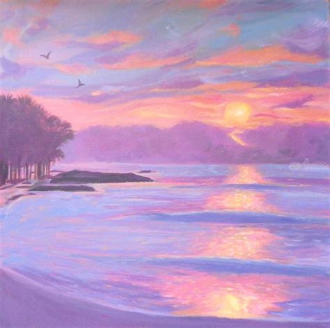 Sunset Beach Paintings By Mary Stubberfield