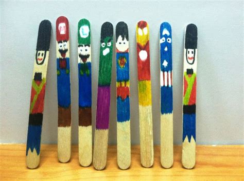 Diy Popsicle Stick Bookmark Crafts Super Mario And Marvel Heroes