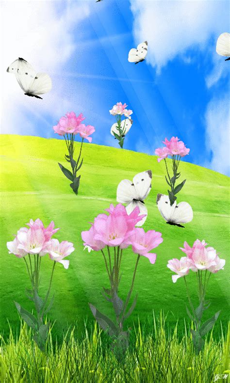 Download Animated 480x800 Flowers And Butterflies Cell Phone Wallpaper