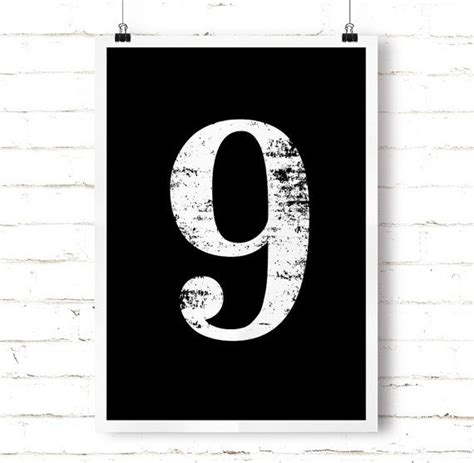 Number 9 Printable Art Monochrome Number 9 Sign Typography Printable