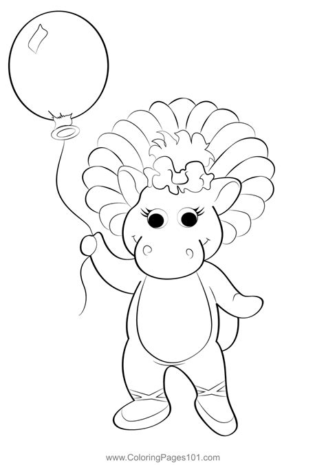 Baby Bop With Balloons Coloring Page For Kids Free Barney And Friends