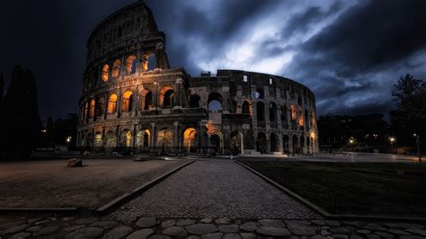 Papéis De Parede Roma Coliseu Noite Nuvens 1920x1200 Hd Imagem