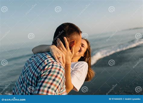 The Laughing Couple Side View Stock Image Image Of Relationship Affectionate 97444425