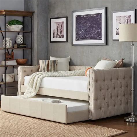 Humblenest Homestead Tufted Upholstered Twin Daybed With Trundle Twin Daybed With Trundle