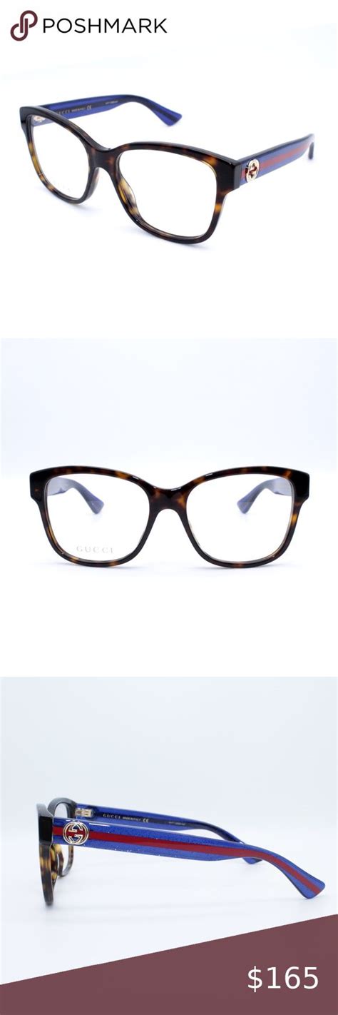 gucci gg0038o 003 54 17 140 havana blue glitter re eyeglass brand blue glitter glasses