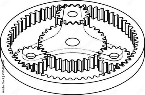 A Planetary Gear System With A Central Sun Gear Three Planets Gears And An Encompassing Ring