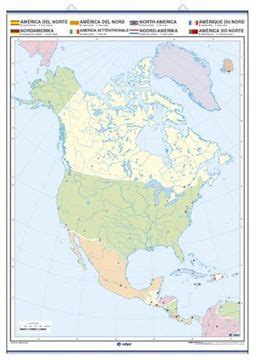Libro AmŽrica del Norte fsico poltico A todo color Mapas Murales Mudos Cartografía