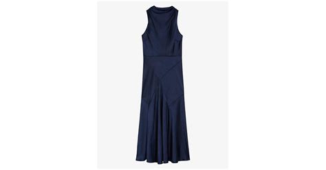 Ted Baker Lilymay Cowl Neck Bias Cut Satin Midi Dress In Blue Lyst