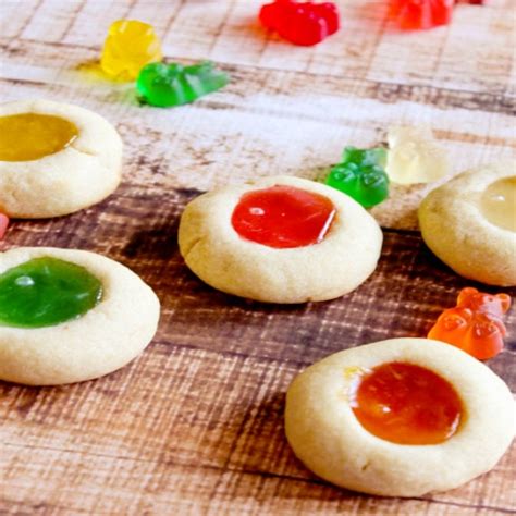Gummy Bear Thumbprint Cookies