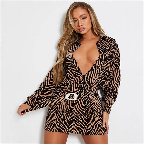 I Saw It First Zebra Print Belted Mini Skirt Co Ord Brown Isawitfirst