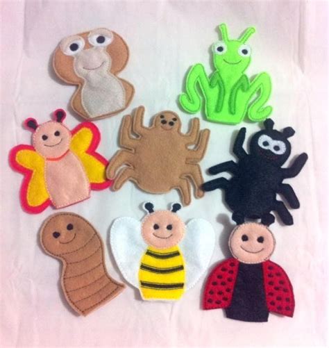 Garden Insects Finger Puppets Set Patterns Felt Puppets Finger