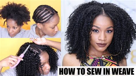 How To Natural Hair Sew In Weave Start To Finish Youtube