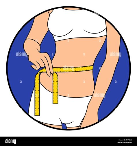 chica midiendo el tamaño de su cintura con una cinta métrica dibujo a mano alzada ilustración