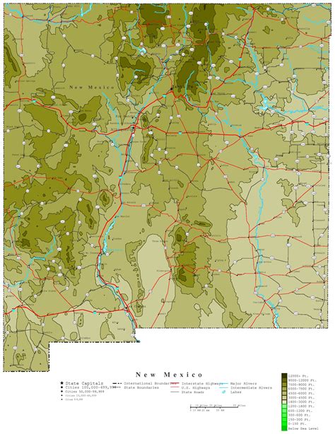 New Mexico Contour Map