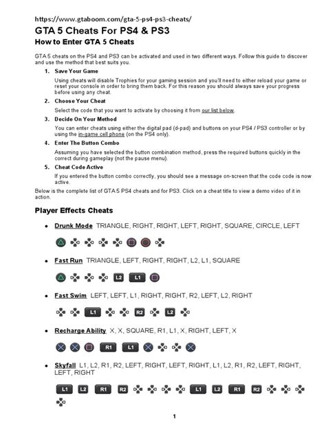 Gta 5 Cheats For Ps4 Pdf Cheating In Video Games Play Station 3