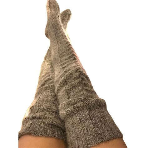 Womens Cable Knit Thigh High Boot Socks Extra Long Winter Over Knee