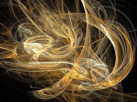Hd Wallpaper Fractal Waves Lines Golden Abstract Motion Long