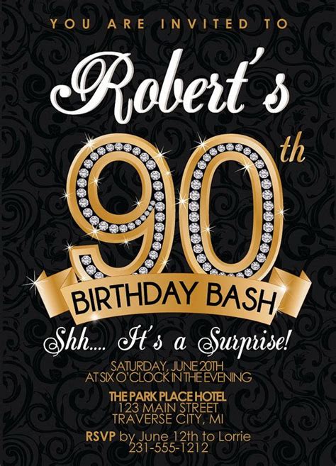 90th Birthday Invitations Free Printable Birthday Invitation