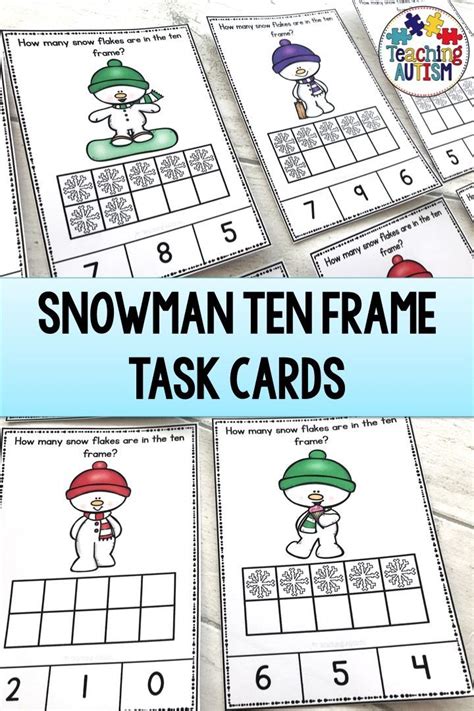 Snowman Ten Frame Task Cards Task Cards Ten Frame Math Activities