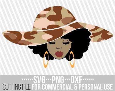 Cricut design space, and silhouette designer edition, make the cut (mtc), sure cuts a lot (scal), and brother scan and cut canvas software ►png high resolution, 300 dpi, with a transparent background ►jpg for printables or. Black Woman with big hat svg, Melanin, camo svg, Army ...