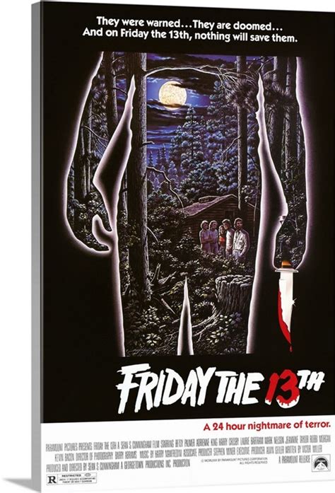 Friday The 13th Vintage Movie Poster Wall Art Canvas Prints Framed
