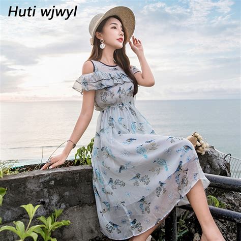 Plus Size Summer Chiffon Floral Boho Dress 2019 Korean Elegant Women