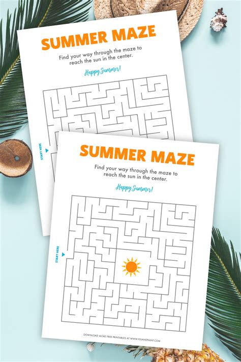 Free Printable Summer Maze For Kids Pjs And Paint
