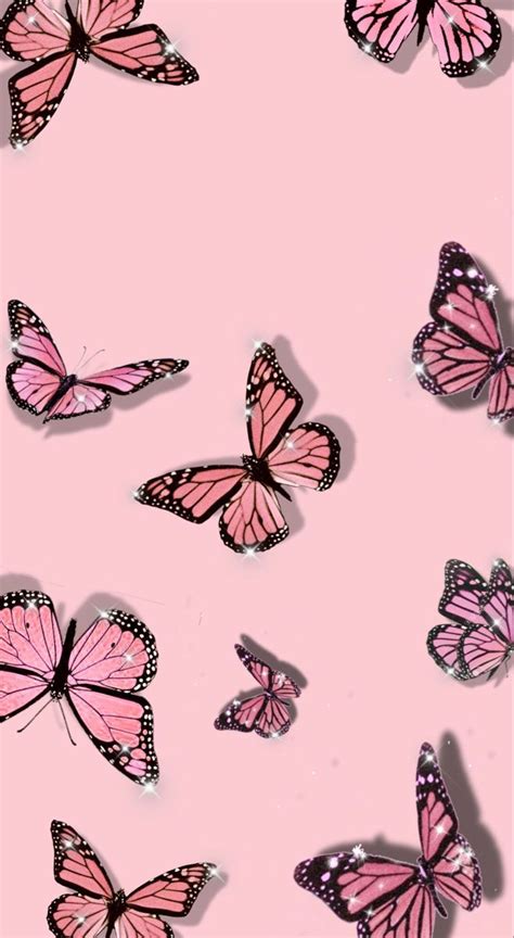 Pink Butterfly Background Pink Glitter Wallpaper Pink Wallpaper