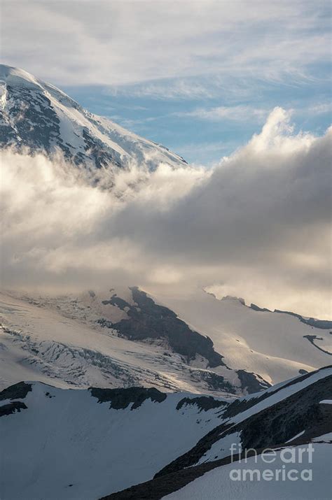 Mount Rainier Clouds Layers Detail Photograph By Mike Reid Pixels