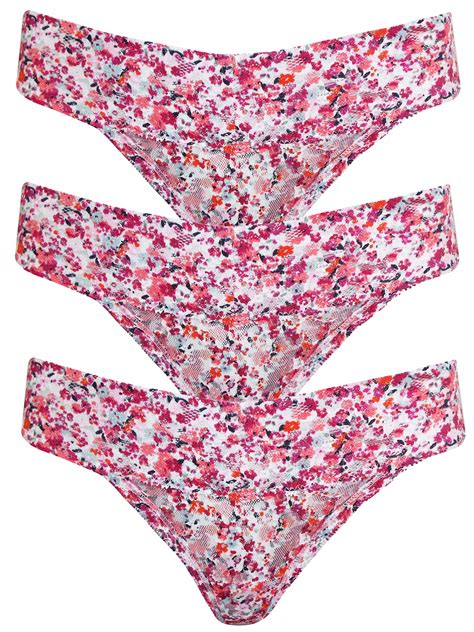 Red Pack Low Rise Floral Print Thongs Size To