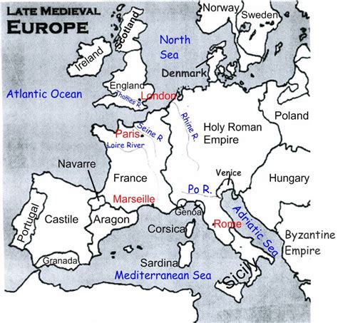 Late Medieval Europe Map Labeled United States Map