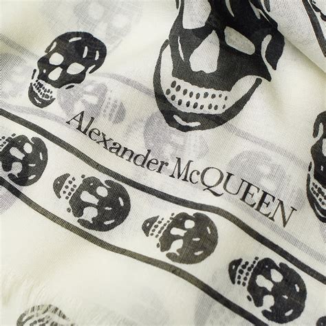 Alexander Mcqueen Skull Pashmina Scarf Ivory And Black End Us