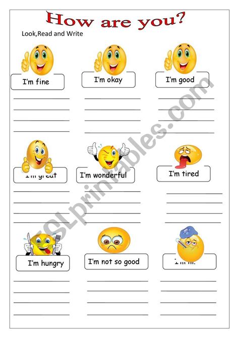 How Are You Esl Worksheet By Shabbychic