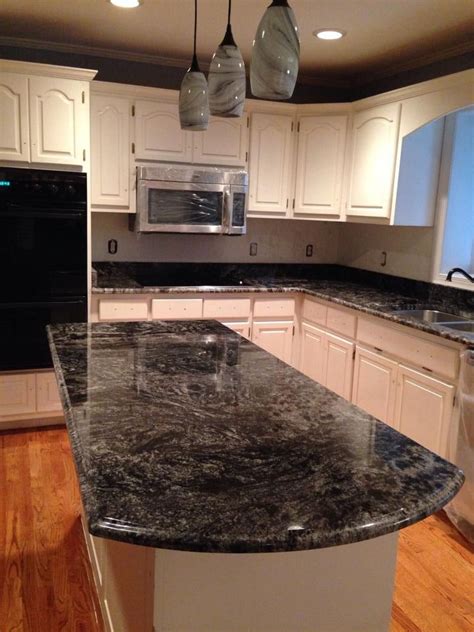Dark Grey Black White Swirl Granite Countertops Kitchen Remodel